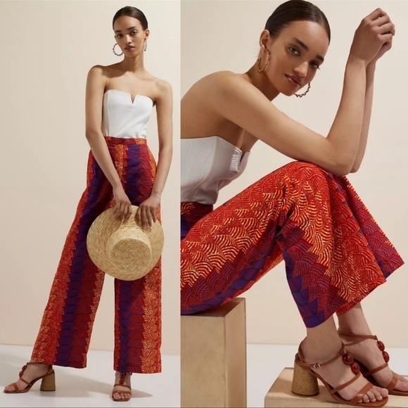 NWOT Anthropologie SIKA Abstract Wide Leg PRINTED Trousers Size 10